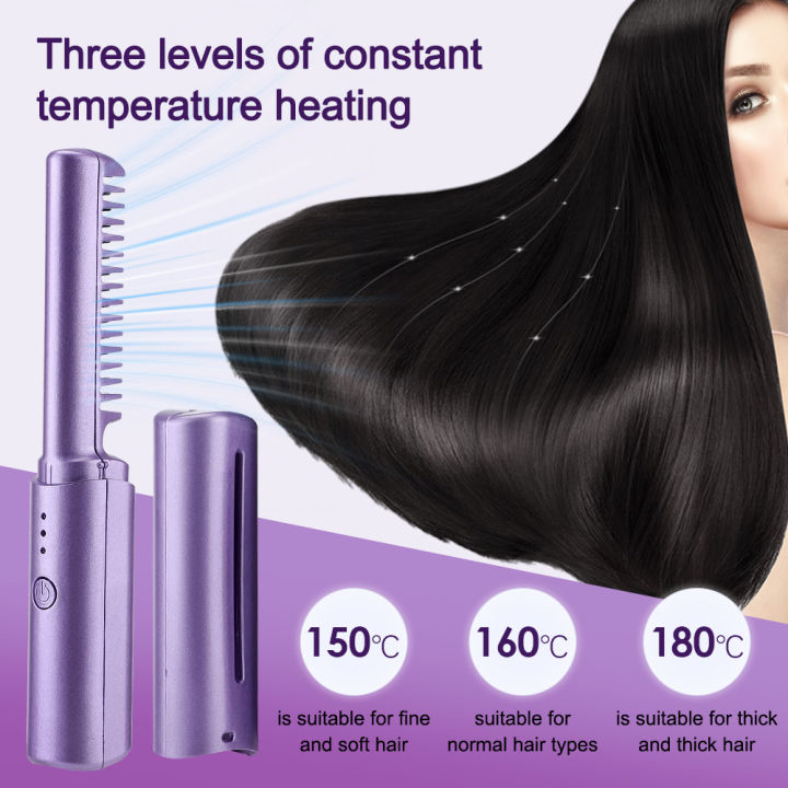 Cordless Travel Hair Comb – Portable Rechargeable Brush
