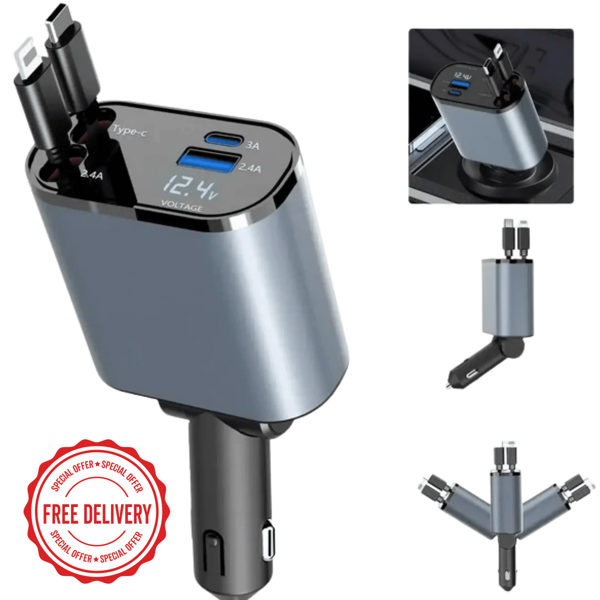 4-in-1 Retractable Charging Cable – Fast Charging Cable