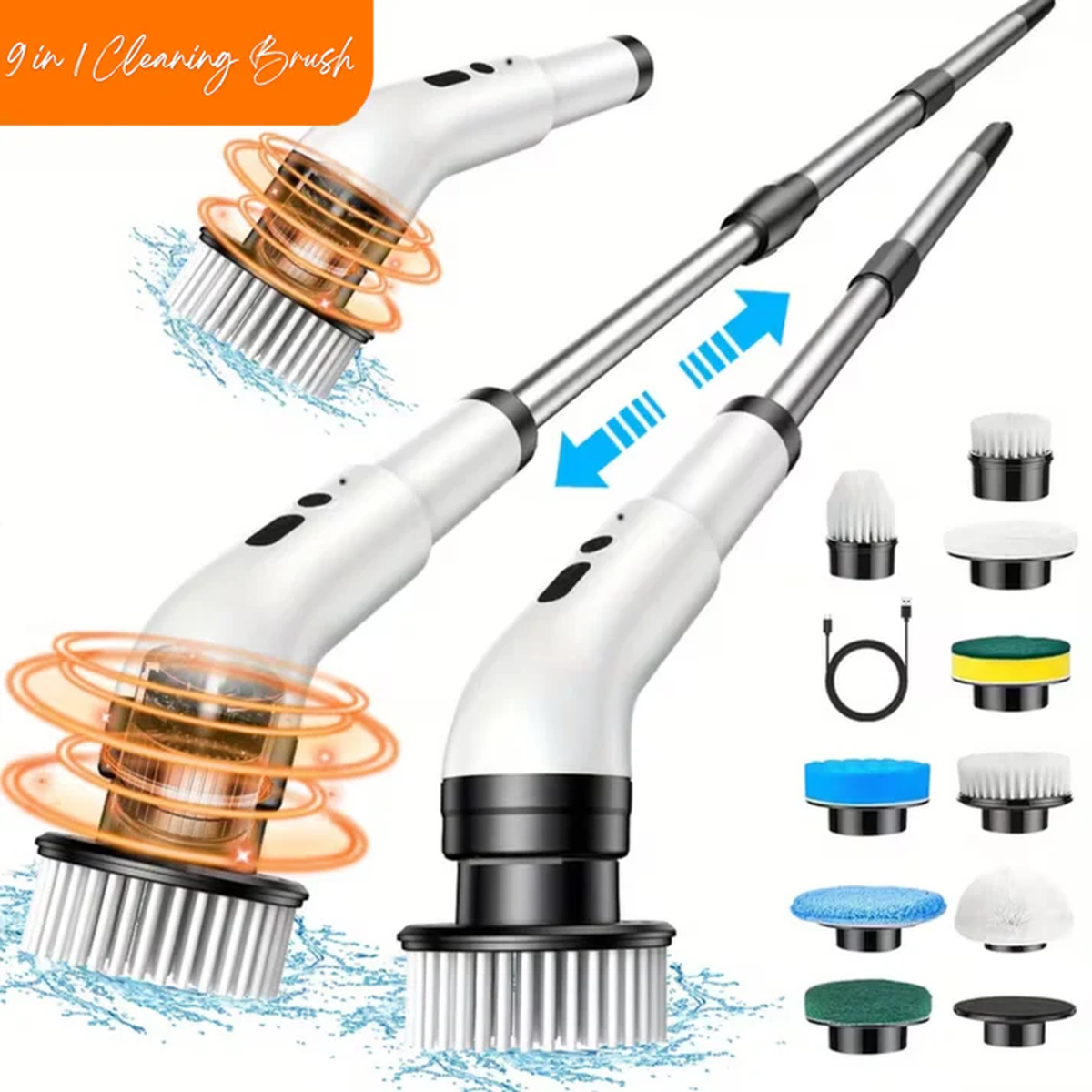 9-in-1 Electric Cleaning Brush – Multi-Purpose Scrubber