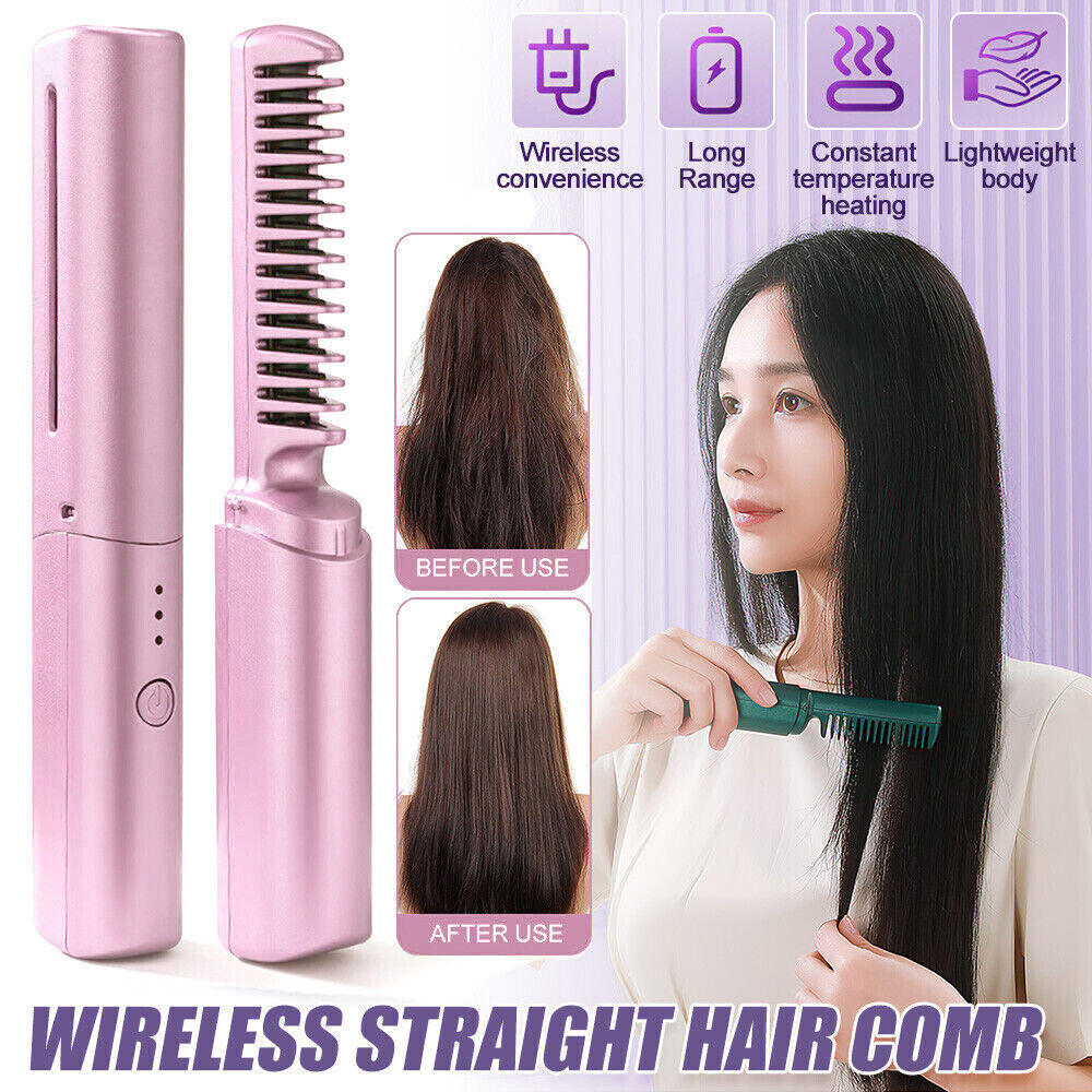 Cordless Travel Hair Comb – Portable Rechargeable Brush